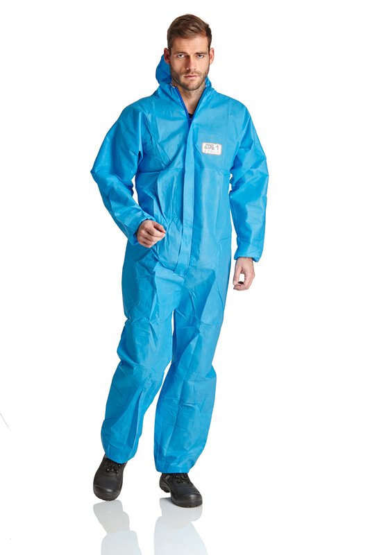 Tuta ProSafe® 1, SMMS a 4 strati, antistatica, con cappuccio, blu, taglia S #1
