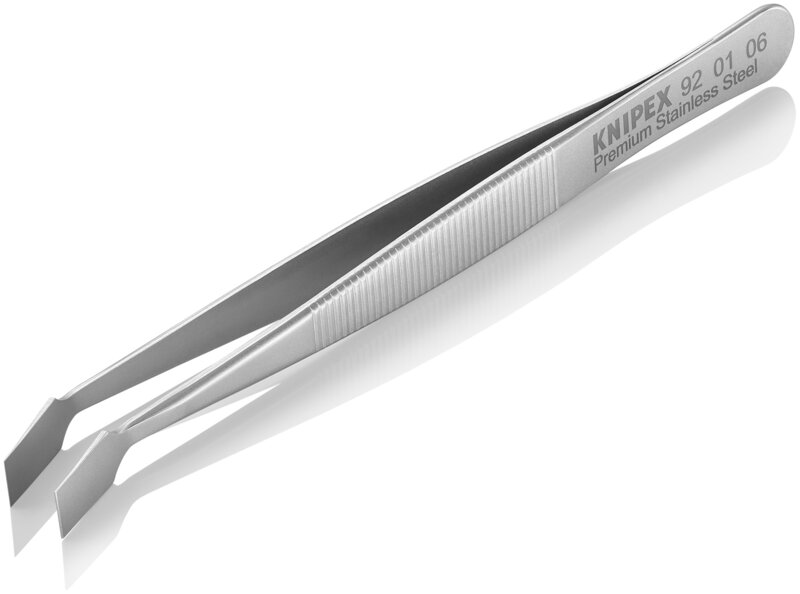 Universalpinzette, geriffelt, Premium Edelstahl, gewinkelt 30°, 120 mm #3
