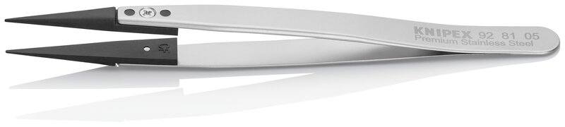 ESD tweezers with interchangeable tips, 0.6 x 0.7 mm, smooth, straight, premium stainless steel, 130 mm #2