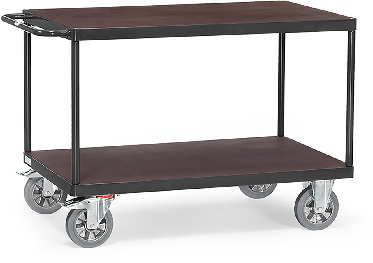 Chariot à plateaux "GREY EDITION", capacité 1200kg, avec 2 plateaux en bois, 1200x800mm #zoom-1