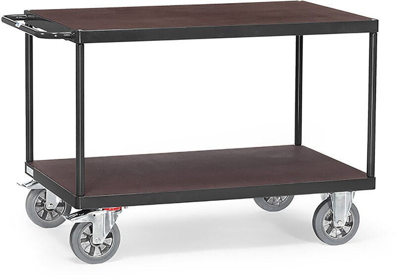 Chariot à plateaux "GREY EDITION", capacité 1200kg, avec 2 plateaux en bois, 1200x800mm