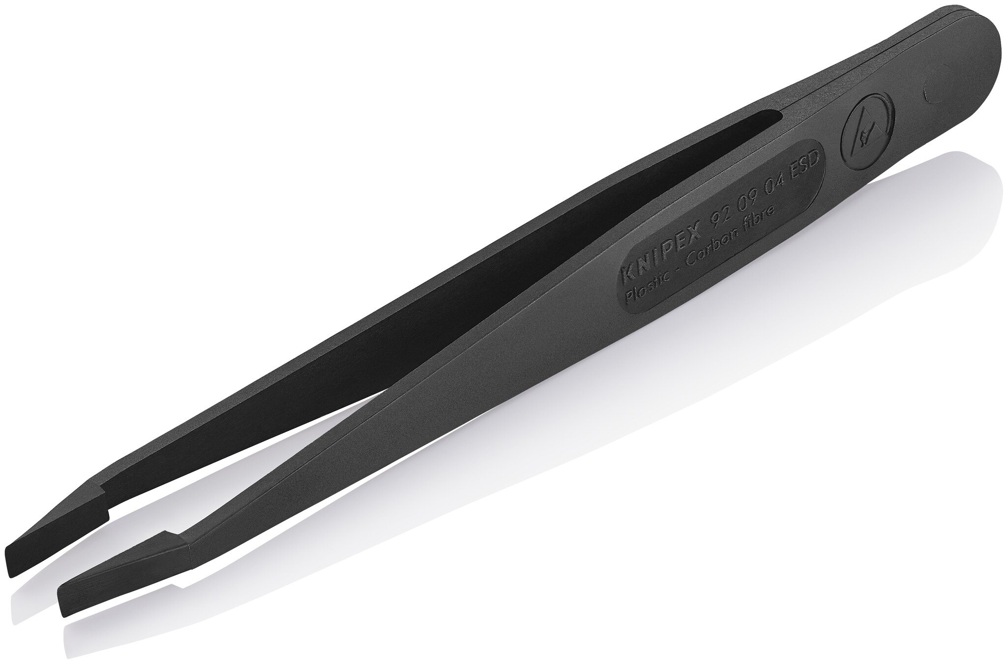 ESD plastic tweezers, smooth, blunt, carbon fiber reinforced plastic, 115 mm #zoom-3