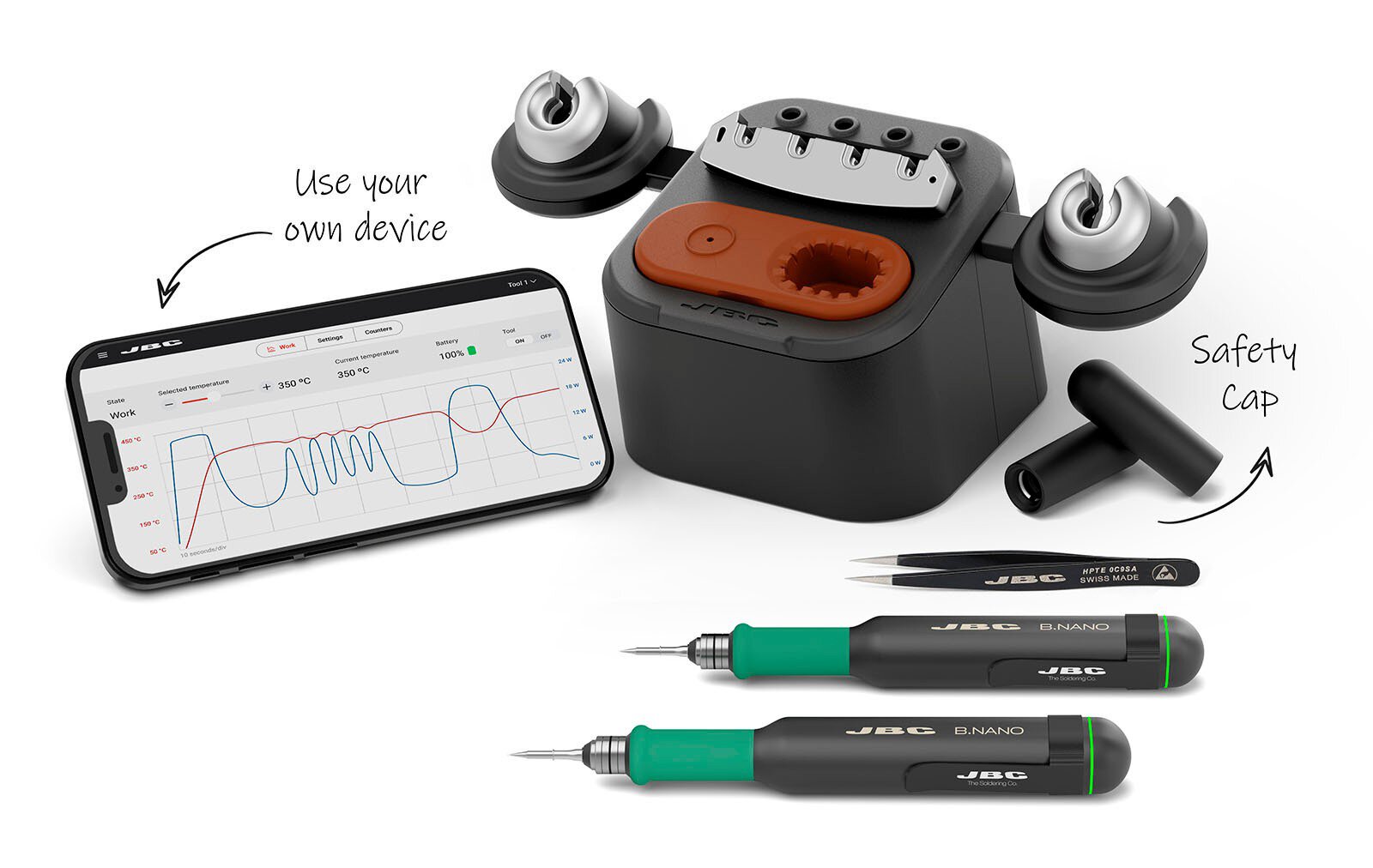 B-Iron soldeerstation met 2x B.NANO gereedschap, met draagbaar display #zoom-1