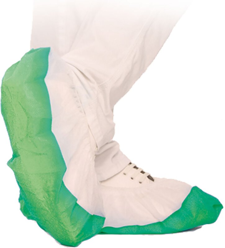 Hygostar overshoe PP/CPE, white/green 16,5x41cm