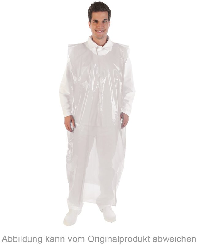 Grembiule in LDPE, 30my, 140x80cm, liscio, bianco #1