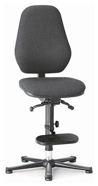 ESD chair BASIC 3, glider/access aid, synchronous technology and weight regulation, fabric Duotec black, backrest 530 mm #zoom-1