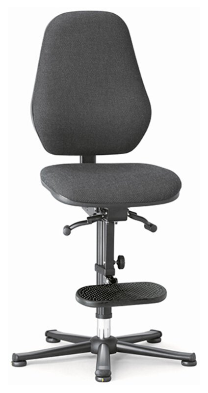 ESD chair BASIC 3, glider/access aid, synchronous technology and weight regulation, fabric Duotec black, backrest 530 mm