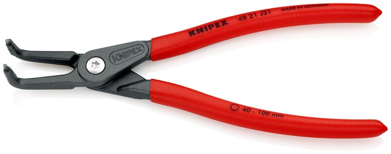 Precision circlip pliers for inner rings in bores covered with anti-slip plastic, angled at 90°, grey, atramented 210 mm (SB card/blister) #2