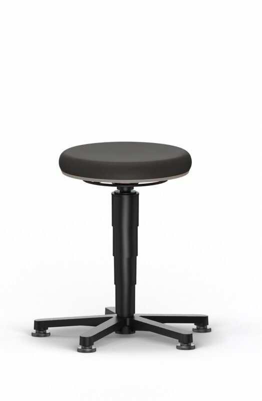 Allround Hocker 1, mit Gleiter, Kunstleder Magic schwarz, Farbring grau