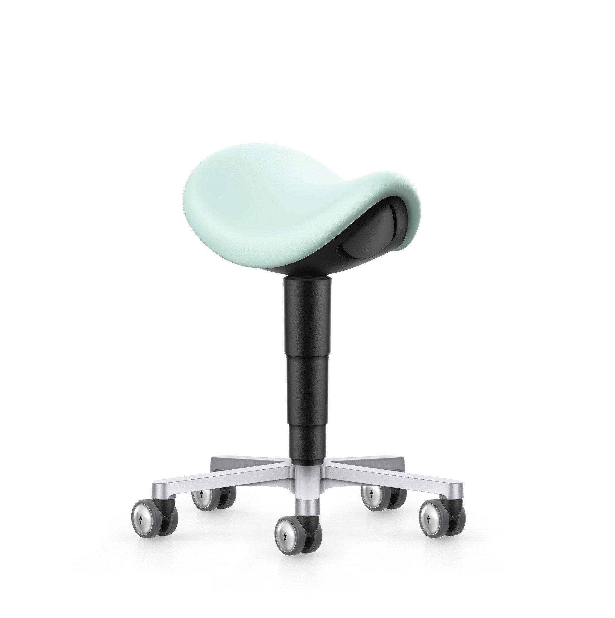 Cleanroom zadelkruk, met wielen, kunstleer Magic mint #zoom-1