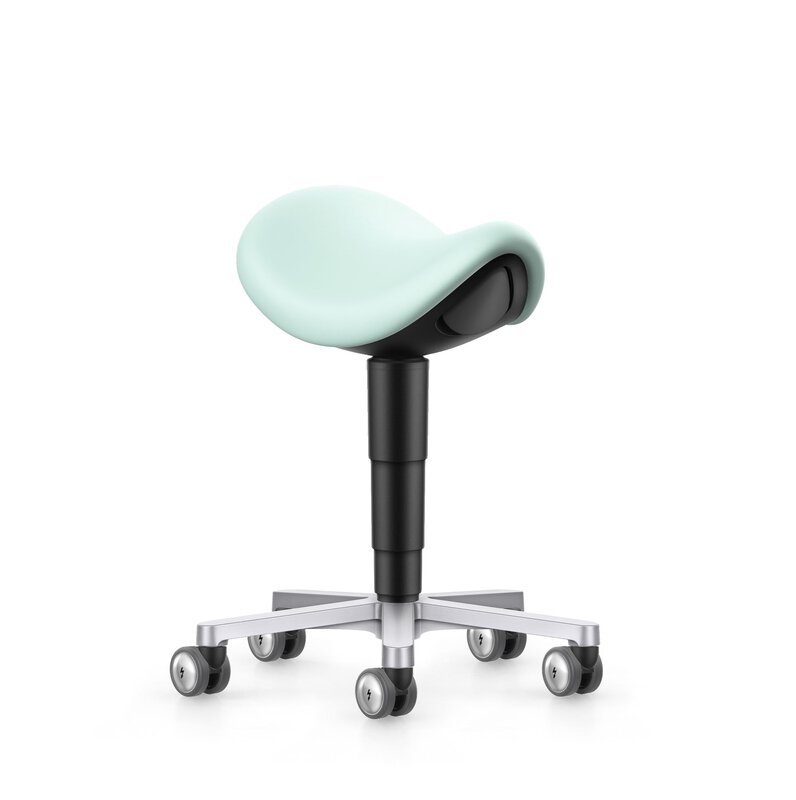 Cleanroom zadelkruk, met wielen, kunstleer Magic mint #1