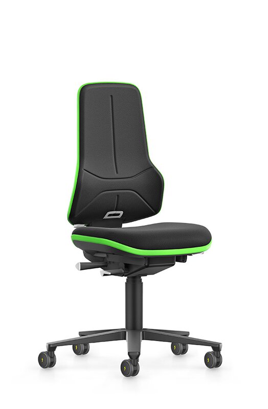 ESD NEON XXL, heavy-duty task chair, Duotec black fabric, green flex band