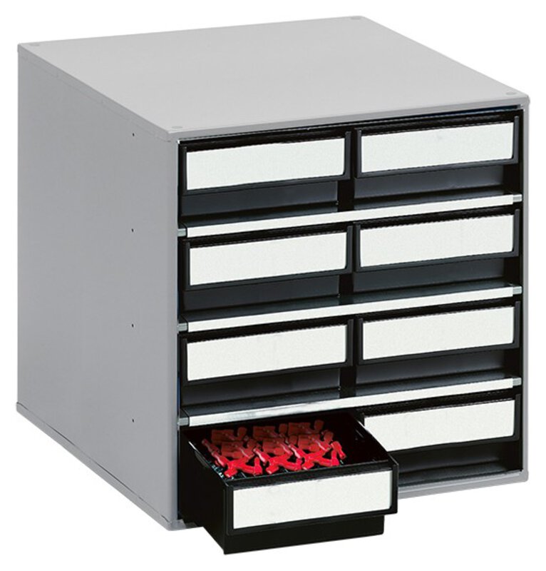 ESD-Schubladenmagazin, 8 Schubladen, 400x400x395 mm, schwarz