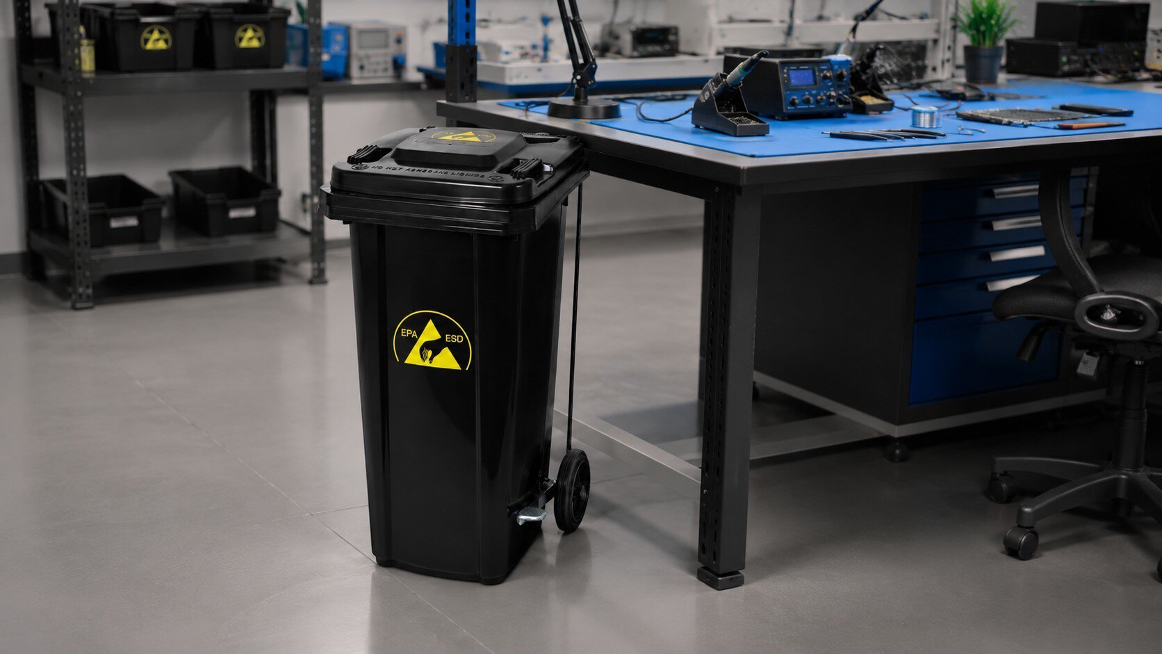 ESD waste garbage can, 120 liters, black #zoom-4
