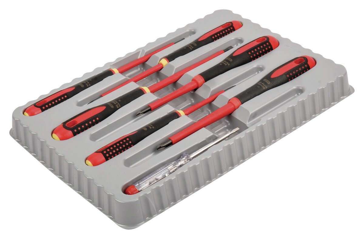 Set VDE-geïsoleerde ERGO™ schroevendraaiers met 3-componenten handvat voor gleuf- en kruiskopschroeven, 7 stuks #zoom-1