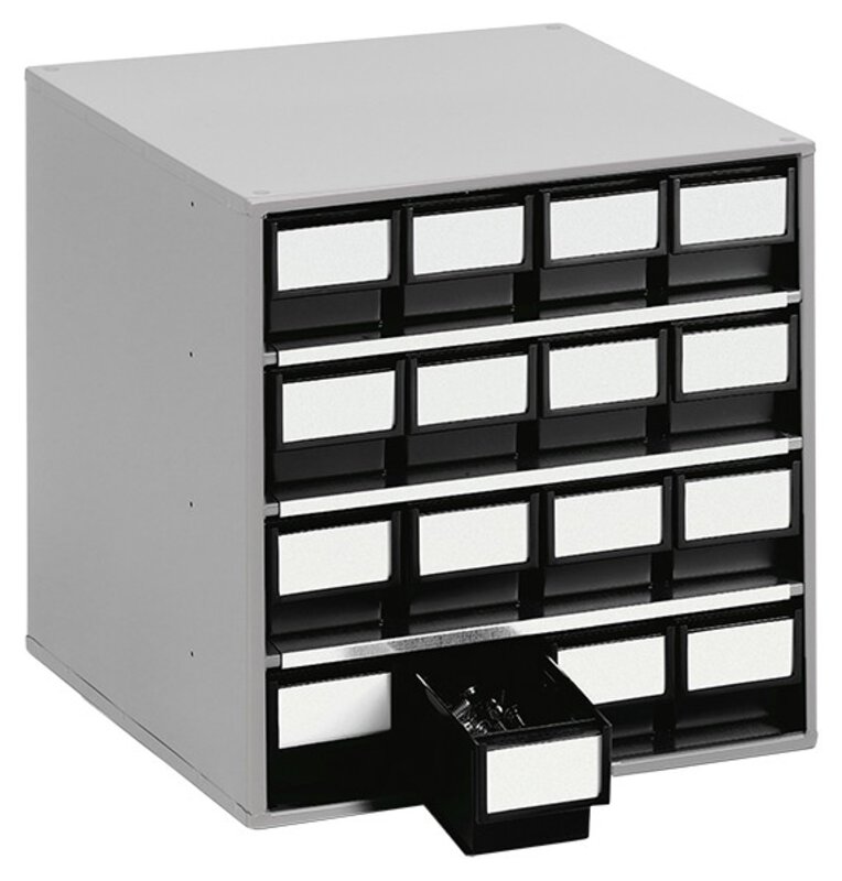 ESD-Schubladenmagazin, 16 Schubladen, 400x400x395 mm, schwarz