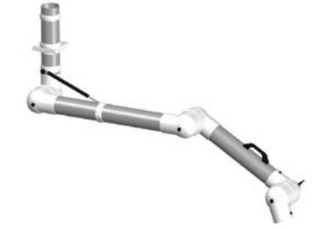 Sistema di braccio di estrazione DN100 3 giunti, 1185 mm, bianco - Montaggio a parete|fissaggio a soffitto #zoom-1