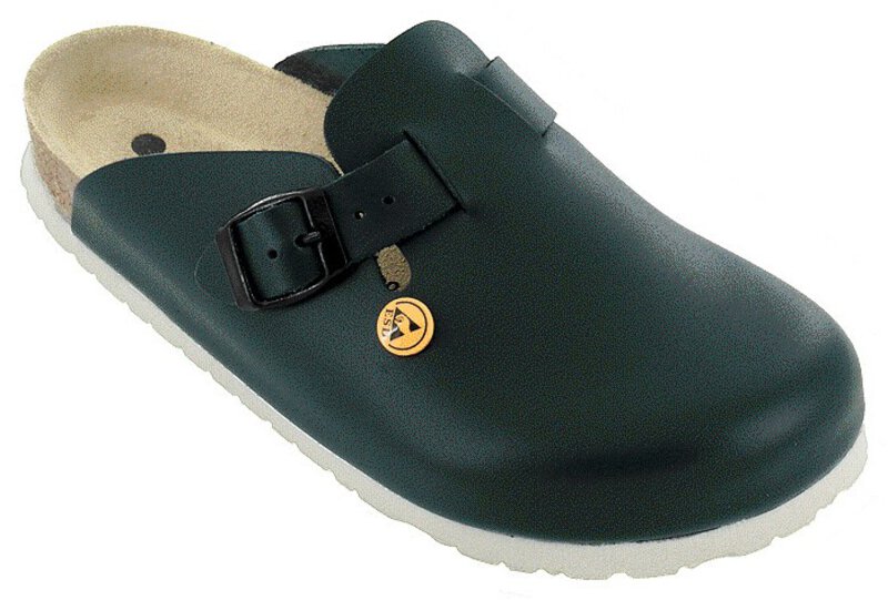Sabots ESD cuir vachette pleine fleur, noir/blanc, 45