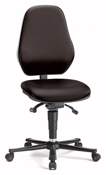 Chaise ESD BASIC 2 Plus équipée de roulettes, matière Duotec noire / contact permanent et inclinaison d’assise, roulettes auto-bloquantes #zoom-1