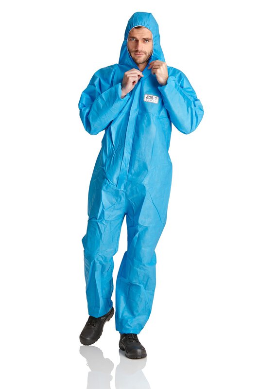 Tuta ProSafe® 1, SMMS a 4 strati, antistatica, con cappuccio, blu, taglia S #2