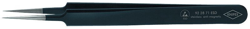 ESD precision tweezers, needle-fine, straight, 110 mm