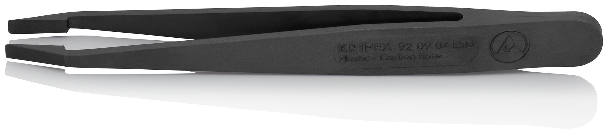 ESD plastic tweezers, smooth, blunt, carbon fiber reinforced plastic, 115 mm #zoom-1