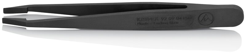 ESD plastic tweezers, smooth, blunt, carbon fiber reinforced plastic, 115 mm #1