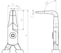Kompakte Flachrundzangen mit um 90º gebogener Spitze und orangefarbenen PVC-Griffen, 125 mm, Industrieverpackung #thumbnail-2