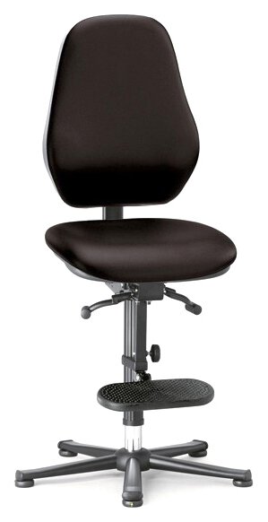 Chaise ESD BASIC 3, marchepied et patins, contact permanent, inclinaison de l’assise, matière Duotec noire #zoom-1