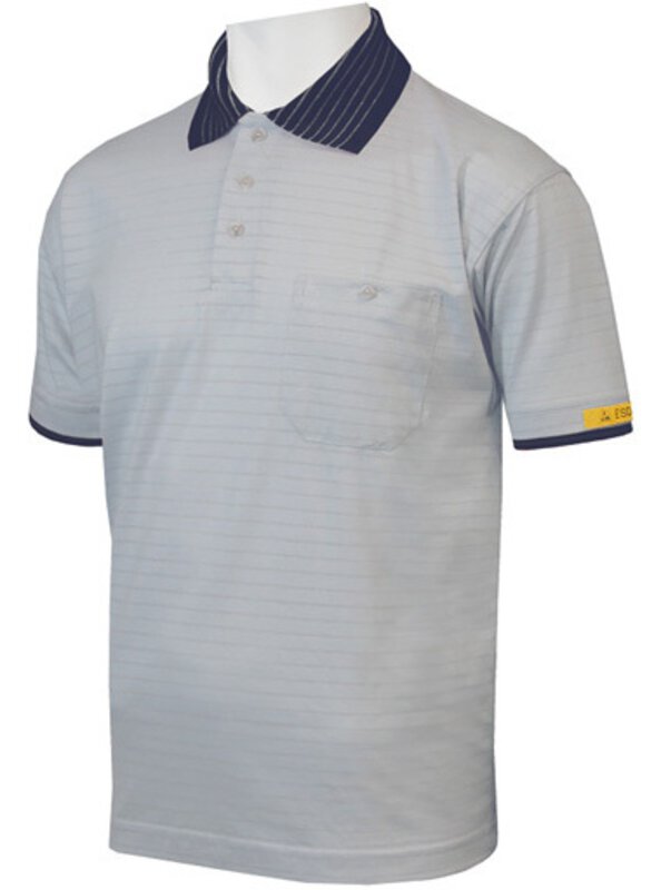ESD-Poloshirt CONDUCTEX Herren, grau/dunkelblau Brusttasche, 4XL
