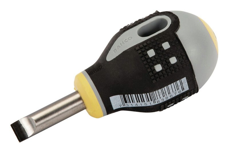 ERGO™ Screwdriver for slotted screws, straight, with short rubber handle, 1 mm x 5.5 mm x 45 mm #1