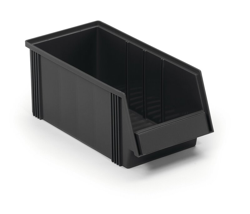 Bac d’entreposage à fenêtre ESD, 186x400x156 mm, noir