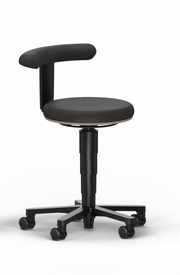 Sgabello Allround 2, con rotelle, ecopelle Magic nero, anello grigio #zoom-1