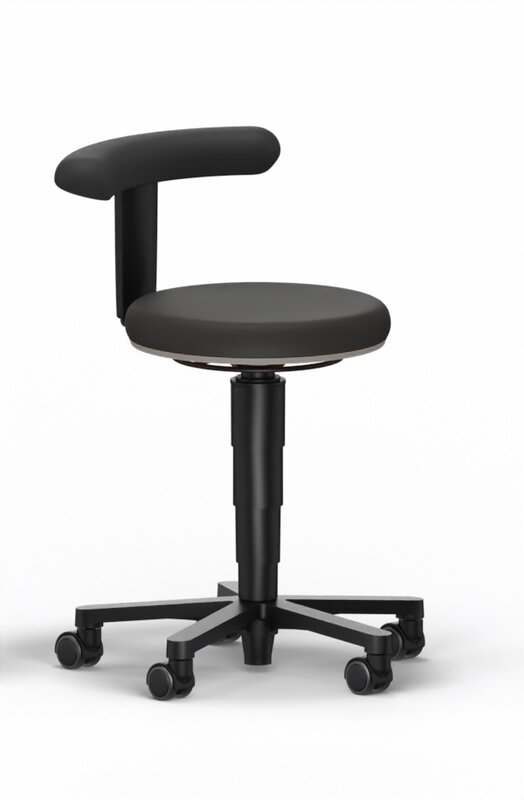 Sgabello Allround 2, con rotelle, ecopelle Magic nero, anello grigio
