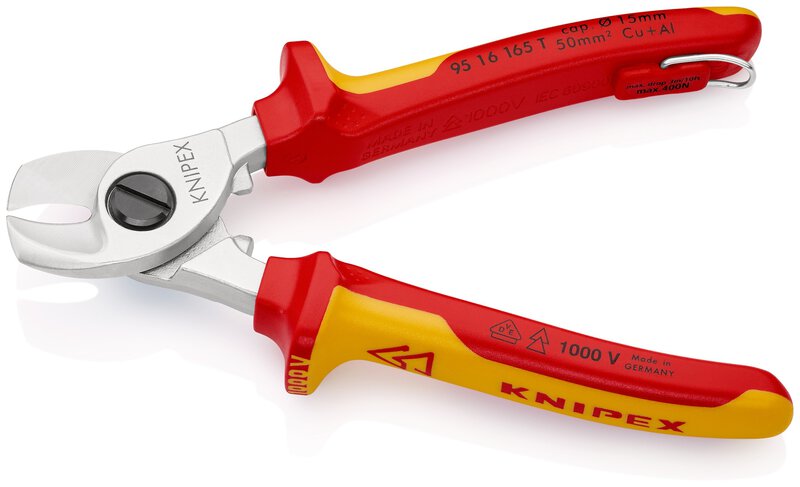 Cable cutters, insulated, with multi-component sleeves, VDE tested; Fastening eyelet, chrome-plated, 165 mm (SB card/blister) #2