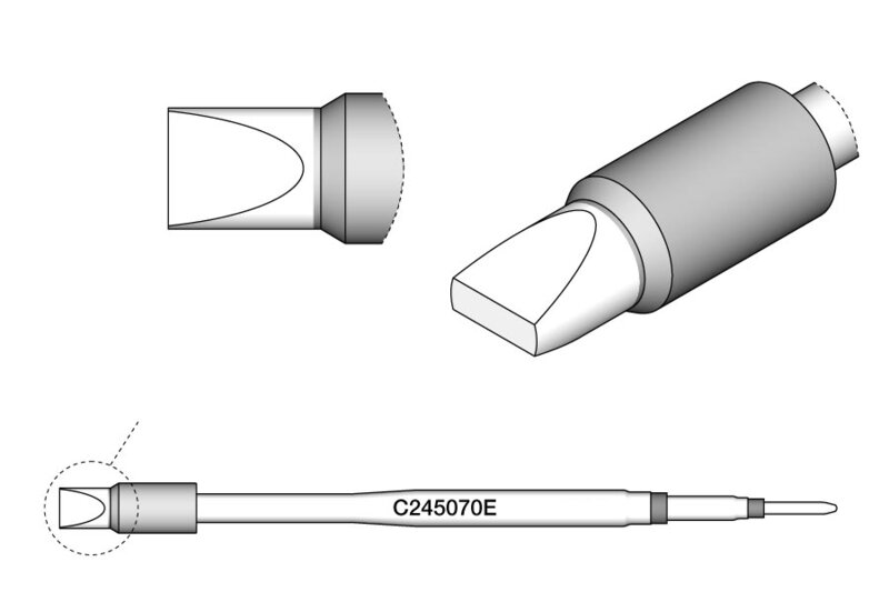 Punta di saldatura per T245, diritta, a scalpello, C245070E