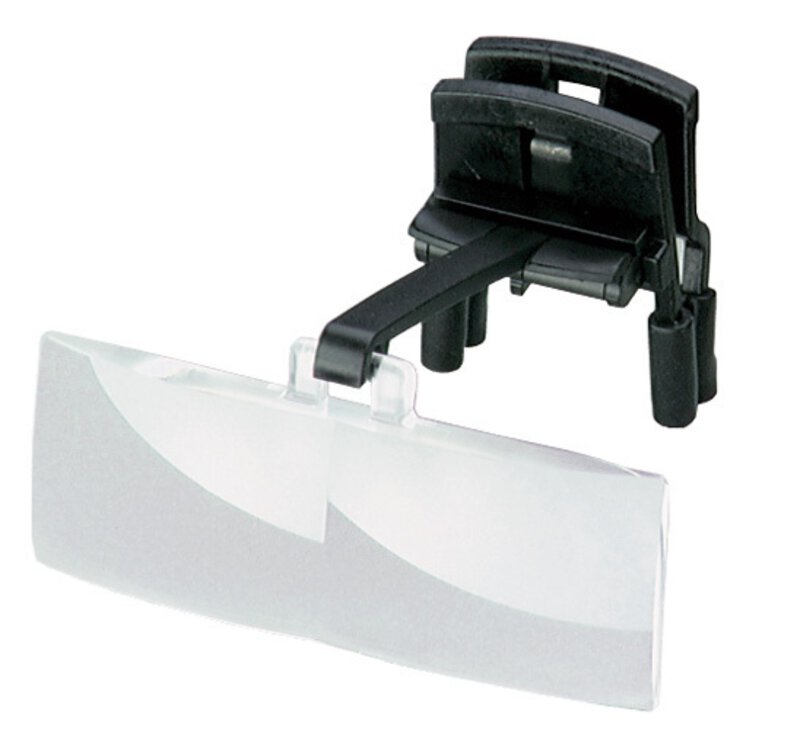 Lente di ingrandimento con elemento di fissaggio, binoculare, 1,7 x / 2,5 dpt