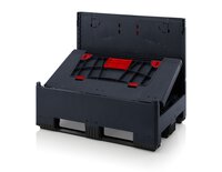 Scatola ESD pieghevole con 4 sportelli di accesso, 3 guide longitudinali, nero, 1200 x 800x 1000 mm #thumbnail-5