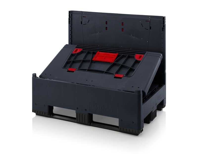 Scatola ESD pieghevole con 4 sportelli di accesso, 3 guide longitudinali, nero, 1200 x 800x 1000 mm #5