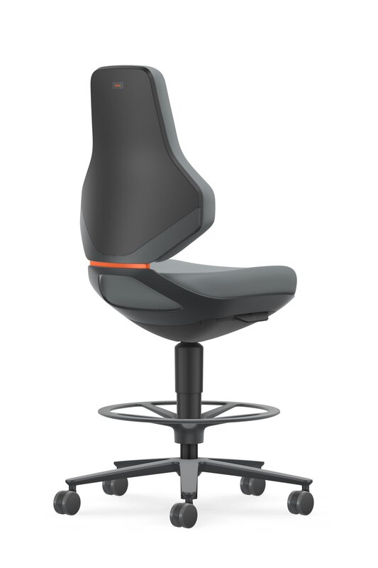 TEXON 4 siège de travail pivotant, avec roulettes d'assise-stop et repose-pieds, Skintec gris #3