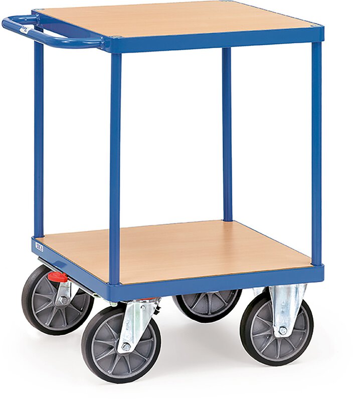 Chariot à plateaux, capacité 500kg, avec plateau carré, avec 2 étagères en bois, 600x600mm #2