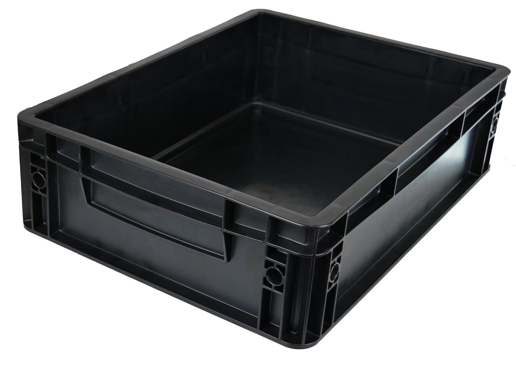 ESD Euro box with grip edge, black, 400 x 300 x 120 mm #zoom-1