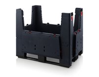 Scatola ESD pieghevole con 4 sportelli di accesso, 3 guide longitudinali, nero, 1200 x 800x 1000 mm #thumbnail-4