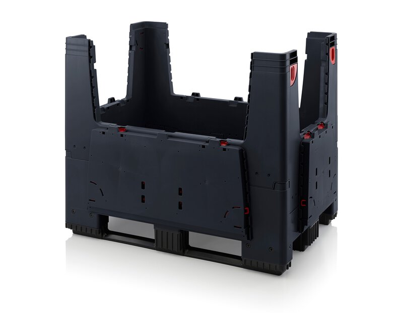 Scatola ESD pieghevole con 4 sportelli di accesso, 3 guide longitudinali, nero, 1200 x 800x 1000 mm #4