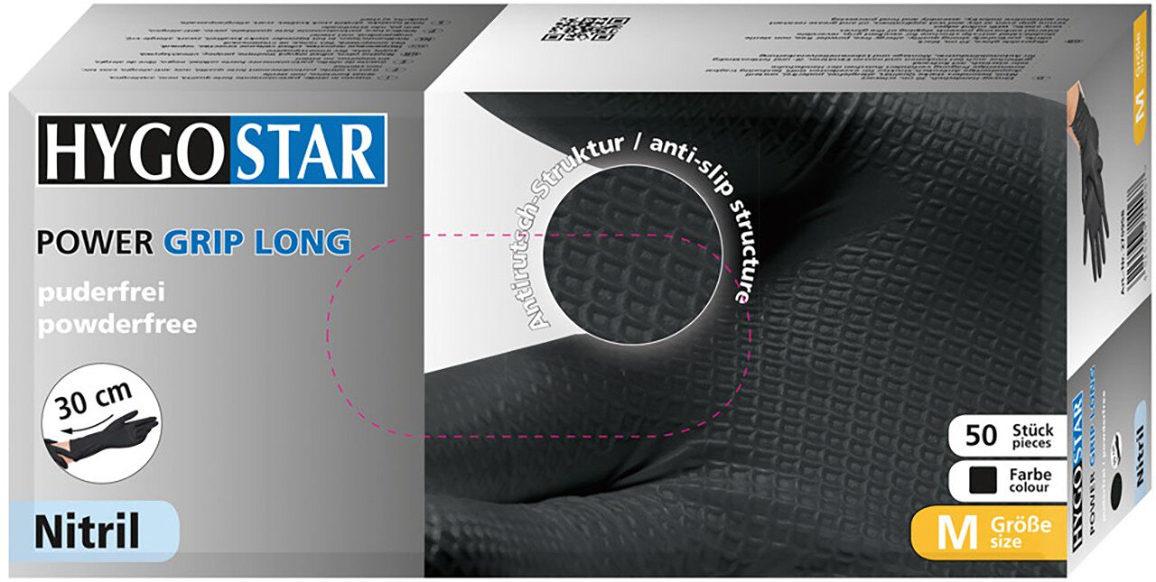 Hygostar gant nitrile POWER GRIP LONG, noir, taille L, non poudré, 30cm #zoom-2