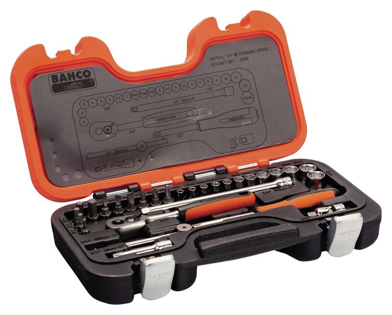 1/4" Steckschlüssel-Satz, metrisch, Sechskant, inklusive Umschaltknarre und Schraubendreher-Einsätzen, 53-teilig #1