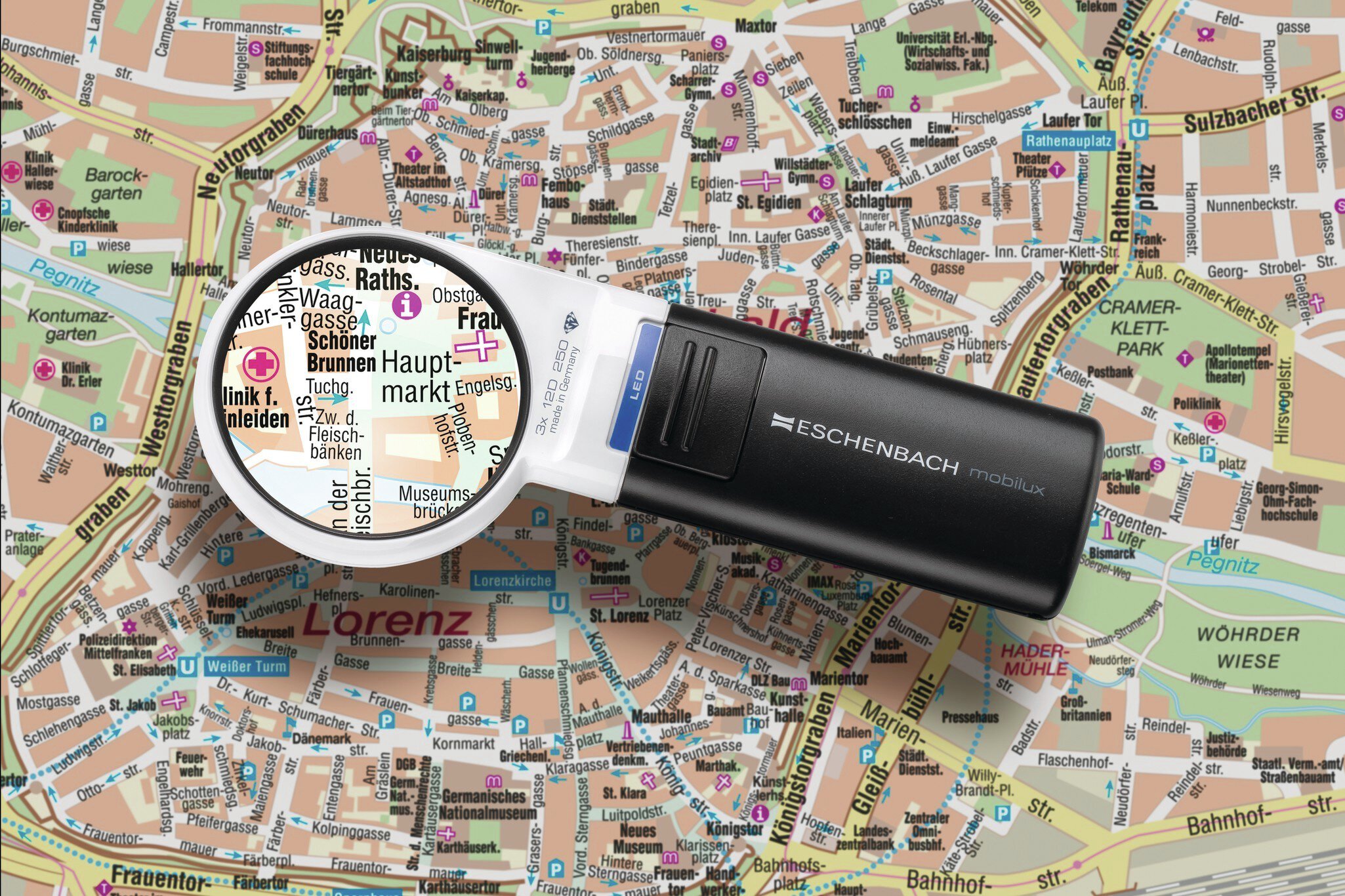 Mobilux® Lente di ingrandimento per torce a LED, asferica. 3x, 12 dpt., D=60 mm #zoom-2