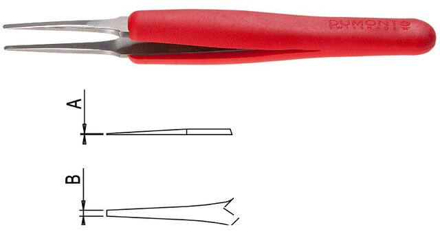 Pincette Ergo ESD Type F, pointes larges et carrées, inox amagnétique