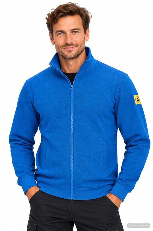 Veste sweat ESD à fermeture éclair, bleu roi, 4XL, coupe confort #2