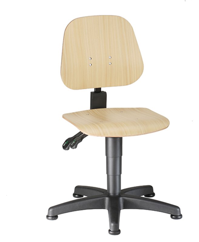 Chaise de travail Unitec 1 équipée de patins, bois stratifié hêtre